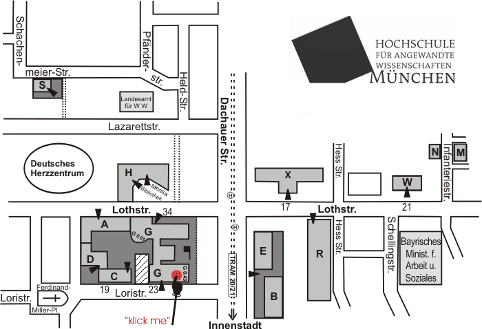 Lageplan der Hochschule München
